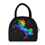 Linomo Colorful Rainbow Galaxy Unicorn Lunch Bag Cooler Bag Insulated Lunch Box Tote Bag Handbag for Kids Boys Girls Womens Men