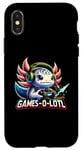Coque pour iPhone X/XS Games-O-Lotl Axolotl Manette de jeu vidéo