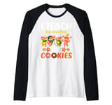 I Teach The Smartest Little Cookies Teacher Christmas Pajama Raglan Baseball Tee