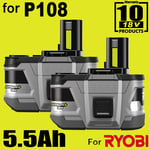 2X Genuine For RYOBI P108 18V One+ Plus High Capacity 5.5Ah Battery Lithium-Ion