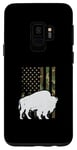 Coque pour Galaxy S9 Drapeau patriotique américain vintage du parc national Bison et Buffalo