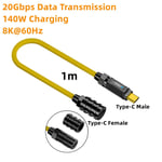 Geek-Câble de données USB C,7 en 1,8K à 60Hz,20Gbps,140W,charge rapide,cordons épissables,compatible avec iPhone 15,ordinateur portable Macbook,ensemble de bricolage - Type 1m C M C F