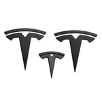 3x matt svart T-logotyp huv bagageutrymme emblem för Tesla Model Y