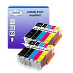 10 Cartouches compatibles avec Canon PGI-520 XL, CLI-521 XL pour Canon Pixma iP3600, iP4600, iP4700