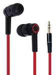 APM 426023 - Ecouteurs Intra Auriculaires - Écouteurs Filaires - Écouteurs avec Fil Plat - 3 Tailles d'Embouts - Diamètre 10 mm - Cordon Anti-Noeud - Connecteur Jack 3,5 mm - Noir et Rouge