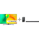 LG 65NANO76 65" 4K NanoCell TV + LG S90QY 5.1.3 Dolby Atmos Soundbar -tuotepaketti