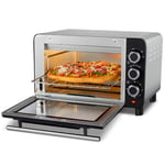 Electric oven,15L Mini Oven Temperature Adjustable 100-230 ℃ and 60 Minutes Timing 3 Temperature Control Methods Double Baking Position Toughened Glass Door with Stove Light and Accessories 120