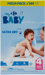 Couches Taille 4 Maxi : 8-16 Kg Ultra Dry Carrefour Baby - Le Paquet De 144