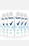6 X Sure Anti-Perspirant Deodorant Spray Cotton Dry 6 x 150ml Free P&P