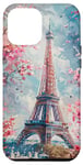 Coque pour iPhone 13 Pro Max Paris France Tour Eiffel Fleurs Aquarelle