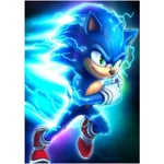 30*40CM 5D DIY Diamantmålningssats, Filmfigur Sonic 5D Dia