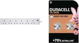 PRO ELEC PELB1703 6 Gang Extension Lead with Surge Protection White, 5M