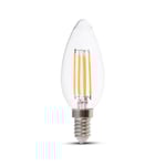 V-Tac 6W LED kronljus - Filament, E14 - Dimbar : Inte dimbar, Kulör : Varm