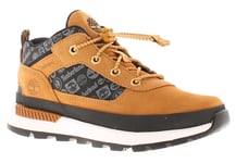 Timberland Boys Boots Bungee Lace Up  Field Trekker Youth Walking Leather Tan UK