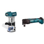 Makita DRT50ZX4 18V Li-Ion LXT Brushless Router Trimmer - Batteries and Charger Not Included & DTM51Z Multi-Tool, 18 V,Blue