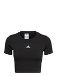 Aeroknit Seamless Fitted Cropped Tee W Sport Crop Tops Short-sleeved Crop Tops Black Adidas Performance