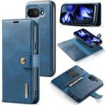 DG.MING Google Pixel 9a Plånboksfodral med avtagbart skal, Blue