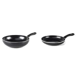 GreenChef Diamond Healthy Ceramic Non-Stick 2-Piece Cookware Set, Includes 28 cm Frying Pan Skillet and 28 cm/3.7 Litre Wok, PFAS-Free, Induction Suitable, and Oven Safe up to 160˚C, Black