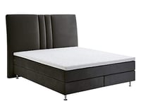 Atlantic Home Collection Rita Lit à Sommier Tapissier, 180 x 200 cm, avec Matelas à Ressorts Ensachés 7 Zones, Revêtement au Toucher Velours et Tête de Lit Capitonnée, Gris, Niveau de Fermeté H2