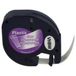 vhbw Ruban plastique compatible avec Dymo LetraTag XM, QX50, Plus LT-100H, XR imprimante d'étiquettes 12mm Noir sur Transparent, plastique