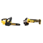 DEWALT DCM565N-XJ 18V XR Brushless 30cm Chainsaw & DCG405N-XJ 18V XR Brushless 125mm Angle Grinder, Multi-Colour