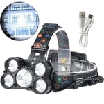18000Lm Lumens 5X XM-L CREE T6 LED Laddningsbar Pannlampa
