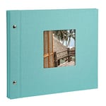 goldbuch Bella Vista 26807 Album Photo à Visser avec découpe fenêtre 30 x 25 cm 40 Pages Blanches avec intercalaires en Cristal Bleu Sarcelle