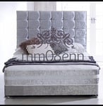 mm08enn SPECIAL 3O EXTRA LARGE CUBE DIAMOND HEADBOARD IN CRUSHED VELVET AVAILABLE IN AND COLOURS. (5ft king size, black)