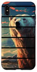 Coque pour iPhone XS Max Rétro coucher de soleil blanc ours polaire lac artique réaliste anime art