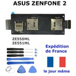 Lecteur Carte Sim Micro Sd Asus Zenfone 2 Ze551ml, Ze550ml Nappe Flex Mémoire + Kit 8 Outils