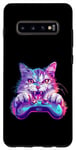 Coque pour Galaxy S10+ manette de jeu gamer chat idée de jeu inspiration créative