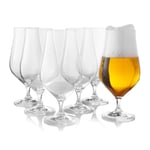 Tulip Pilsner Beer Glasses Set of 6 - Large English Pub Beer Glass for Drinking Craft, Belgian, German British Beer - Half Pint 18.3oz, 540 ml. Elegant Tulip Shape Crystal & Stemmed Drinking Glasses