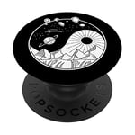 PopSockets Earth Outer Space Yin Yang Retro Galaxy Nature Balance Gift PopSockets PopGrip: Swappable Grip for Phones & Tablets