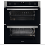 Zanussi ZPCNA7XN Multifunction built under double oven with 9 functions in the main oven and 5 functions in the top oven. White LEDs, Stainless steel