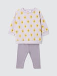 John Lewis ANYDAY Baby Lemon Print Jumper & Leggings Set, Purple/Multi