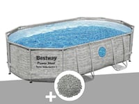 Kit piscine tubulaire ovale Bestway Power Steel SwimVista avec hublots 4,88 x 3,05 x 1,07 m + 10 kg de zéolite