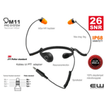 M11 Pro System Inear Neckmic PTT Headset (J11 Peltor, Tactical Headsets, SNR26, IP68, EN352)