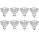 Förpackning med 8 halogenlampor GU5.3 MR16 35W 12V Dimbar - varmvit 2800K, 400 lumen, skydd Jz [DB]