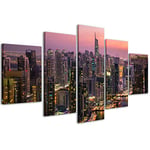Impressions sur toile ville 070 Tableaux modernes New York en 5 panneaux déjà montés, prêt à être accroché, 200 x 90 cm