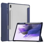 Trifold Stand Auto Sleep Wake Cover Läder Magnetisk skyddande stötfångare för case till Galaxy Tab S7 FE 12,4 tum SM-T730 T Blue