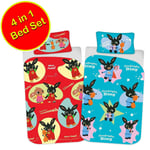 Bing Bunny Flop Whoosh 4-in-1 Junior Bedding Bundle Set - Duvet Pillow + Covers