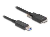 Delock - USB-kabel - USB typ A (hane) till Micro-USB typ B (hane) skruvbar - USB 2.0 - 900 mA - 5 m - Active Optical Cable (AOC), upp till 10 Gbps da