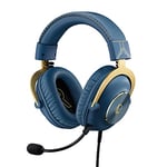Logitech G PRO X Gaming Headset - Blue VO!CE, Detachable Microphone, Comfortable Memory Foam Ear Pads, DTS Headphone 7.1 and 50 mm PRO G Drivers, Official League of Legends Edition - Blue / Gold