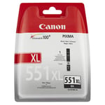 Canon Bläckpatron, PIXMA CLI-551XL BK, 6443B001, ChromaLife100+, svart, singelförpackning, hög kapacitet