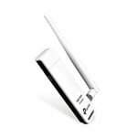 TP-Link Adaptateur USB Wi-Fi à Gain Elevé 150 Mbps TL-WN722N, Antenne Détachable 4dBi Noir/Blanc, compatible avec Win 10/8.1/8/7/XP, Mac OS X