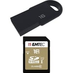 Pack Support de Stockage Rapide et Performant : Mini Clé USB - 2.0 - Séries Runners - 16 Go + Carte MicroSD - Gamme Elite Silver - Classe 4-16 Go