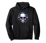 Skull With Headphones Headset Video Gamer Graphic Pullover Hoodie