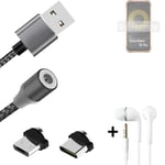 Magnetic charging cable + earphones for Ulefone Power Armor 16 Pro + USB type C 