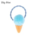 Elastic Hair Band Ice Cream Pompom Sky Blue 1 Pc