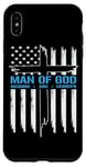 Coque pour iPhone XS Max Man Of God Croix Drapeau Américain Jésus Chrétien